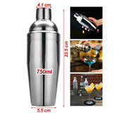 Stainless Steel Cocktail Shaker Set Bartending Drink Mixer_9